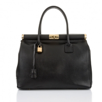 Сумка формат А4 з циліндровим замком шкіряна - чорний